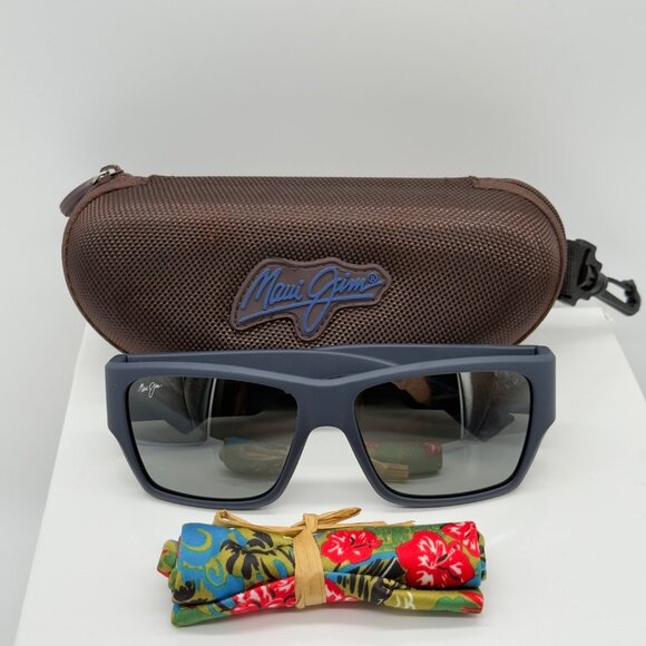 Maui Jim Matte Blue Men's Ka'olu Polarized Sunglasses Neutral Gray Lens 614-03 - Picture 1 of 8